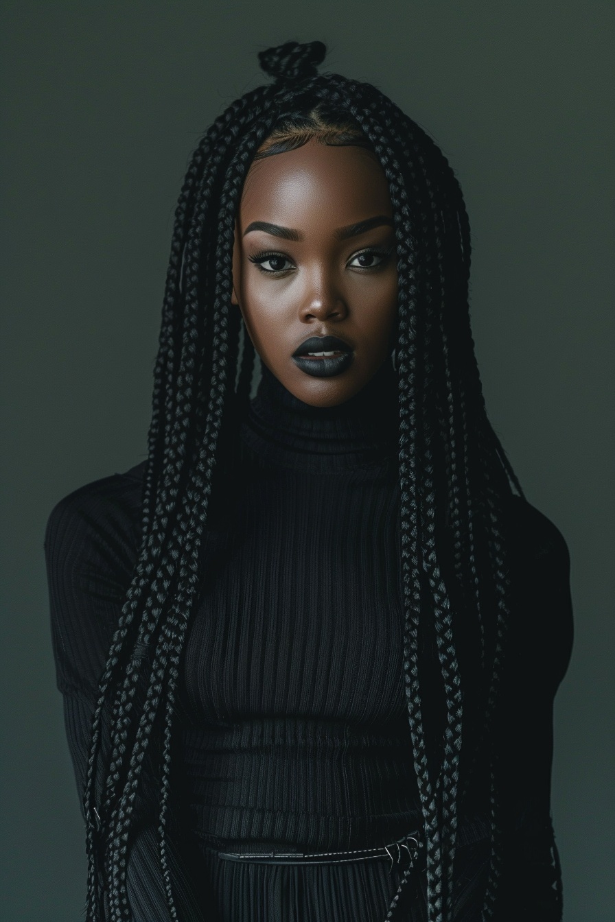 Box braids—clean parts and uniform size
